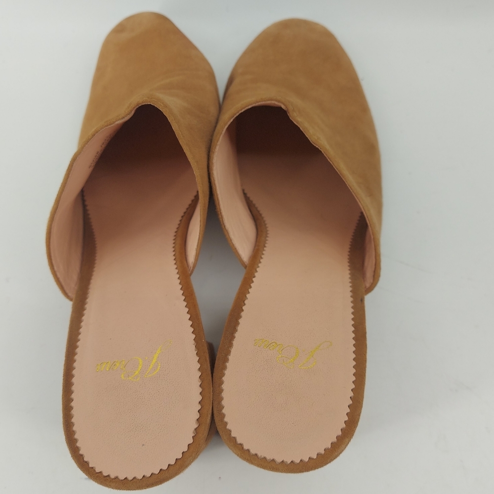 J. Crew Mules Tan Leather Suede Block Heel J8226 Size 8 - Picture 4 of 8